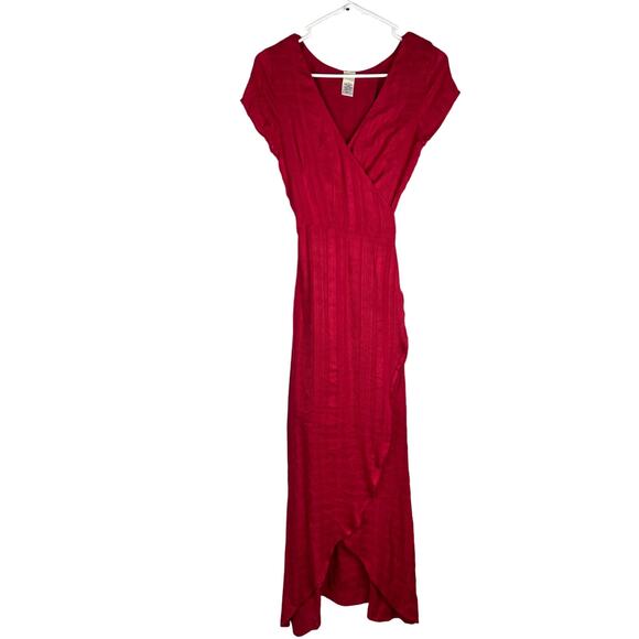 L*Space Goa Dress Red Pink XS Maxi Wrap Swim Coverup Resort Beachy Gauzy Coastal - Picture 2 of 12